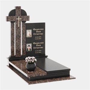 Памятник на двоих с колоннами и крестом под аркой · 40-800